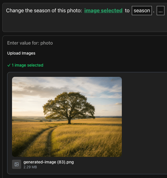 Screenshot of the upload image screen where users can upload a photo to inspire the AI.